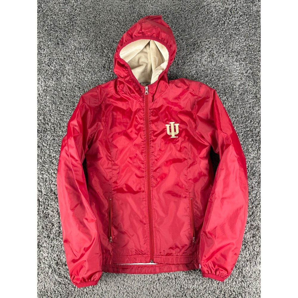 Champion Indiana University Hoosiers Red Fleece Lined Windbreaker Jacket Small